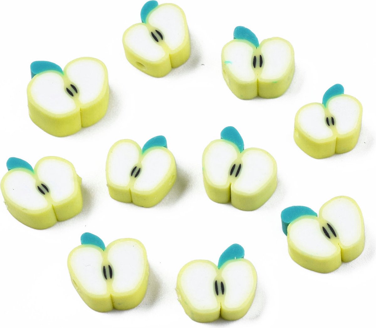 Pop | KATSUKI Polymeer Fimo kralen APPEL groen APPLE Kawai 50 stuks mix (9-12mm) POP0197